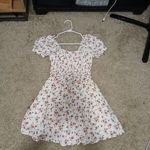 Floral White and Pink Dress